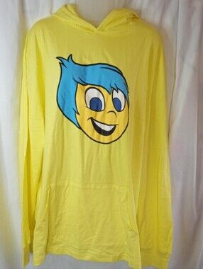 XL Yellow Inside Out 2 Think Positive Long Sleeve Hoodie Shirt Pixar Disney NWOT